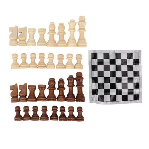 Buy Wooden Carved Chess Pieces Set With Plastic Chessboard, 32Pcs in Egypt