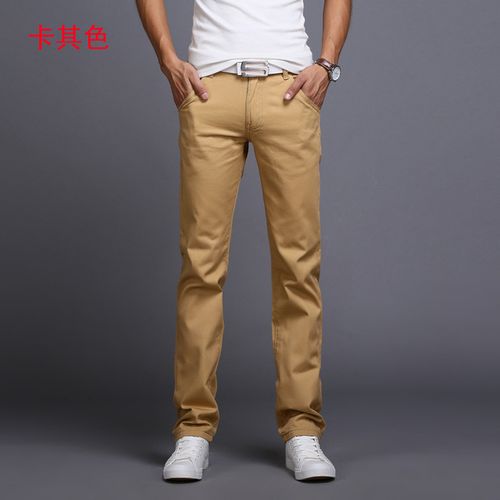 Casual Men's Trousers Stretch Fashion Pants - Khaki / 33