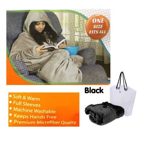 اشتري Mintra Blanket Cape/Hoodie - One Size Fits All - Black في مصر