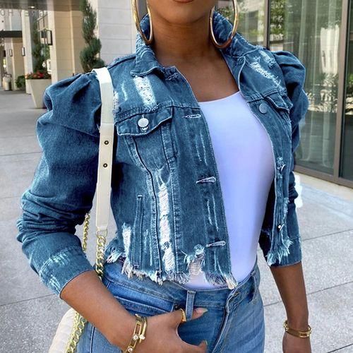 Ripped denim jacket for girls new arrivals