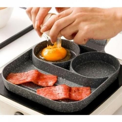 Divided Grill Frying Pan, Pancake Pan, Section Divided Skillet, 4 Holes  Omelet