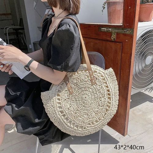 Woven cheap purse round