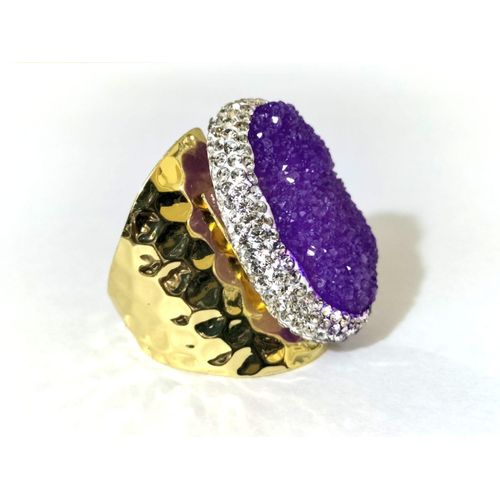 product_image_name-Generic-خاتم مذهل عالي الجودة، أنيق وفاخر بحجارة الكوارتز البنفسجية الطبيعية والأماثيست والزركون للسيدات، مطلي بالذهب ومفتوح المقاس، أفضل هدية-4