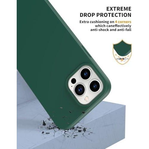 product_image_name-Generic-جراب تين تك متوافق مع iPhone 13، مصنوع من السيليكون السائل، نحيف، ثلاثي الطبقات، مطاطي ناعم، مقاوم للصدمات، مع بطانة من الألياف الدقيقة المضادة للخدش (فوشيا) (زيتوني)-4