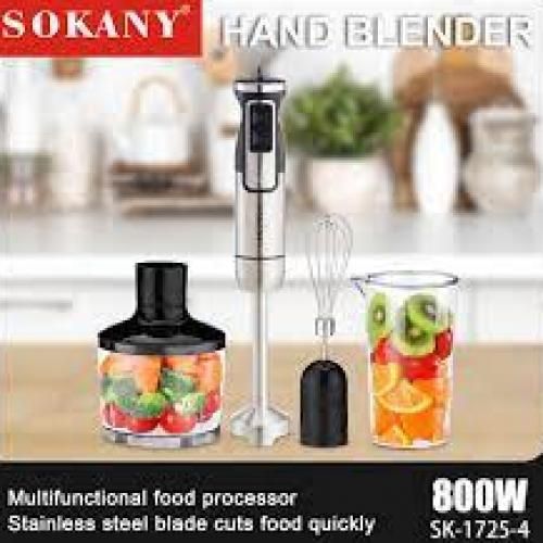Buy Sokany 4 In 1 Hand Blender 800W - 2 Speeds - (SK-1725-4) in Egypt