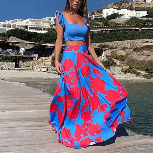 Fashion Summer Dress For Women Two Piece Set Boho Maxi Woman 3XL Dress High Blue Best Price Online Jumia Egypt
