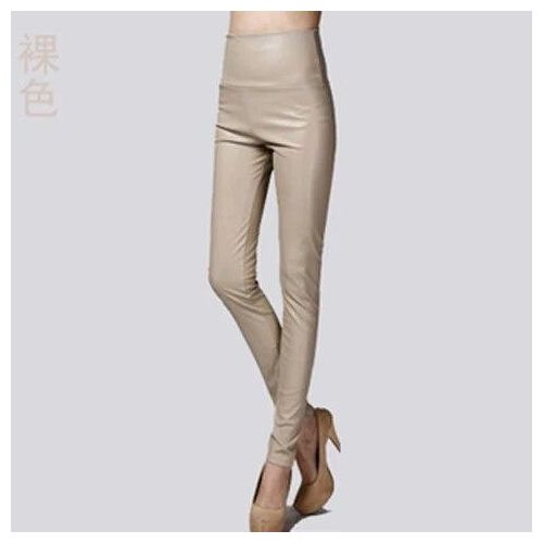 Autumn Winter Thin Velvet Faux Leather Pants For Women Sexy Skinny