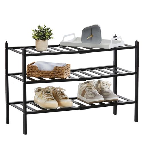 Generic 3 Tier Bamboo Shoe Rack Stackable Shoe Shelf Free Standing Storage Organizer for Entryway Hallway Closet Tabletop Black Best Price Online Jumia Egypt