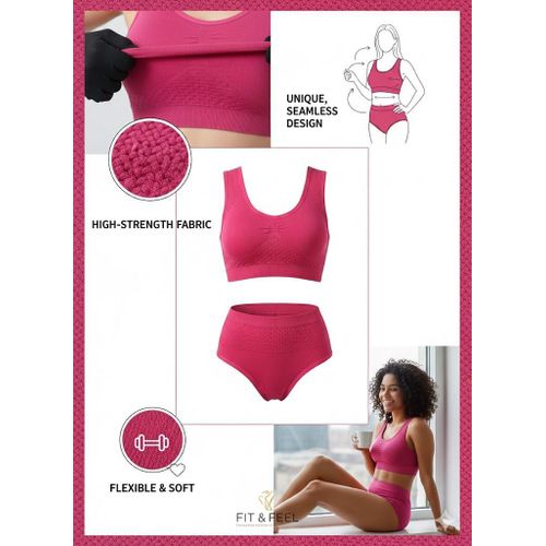 product_image_name-Generic-طقم لانجري  رياضي- قطعتين برا + أندر -  ليكرا - سلس (Seamless) من Fit & Feel - حمالة صدر رياضية داعمة مع كيلوت بخصر مرتفع - ناعم، مرن-6