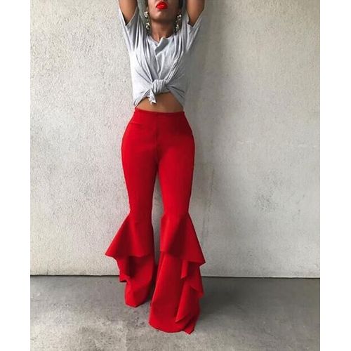 Ruffle bell bottom pants store