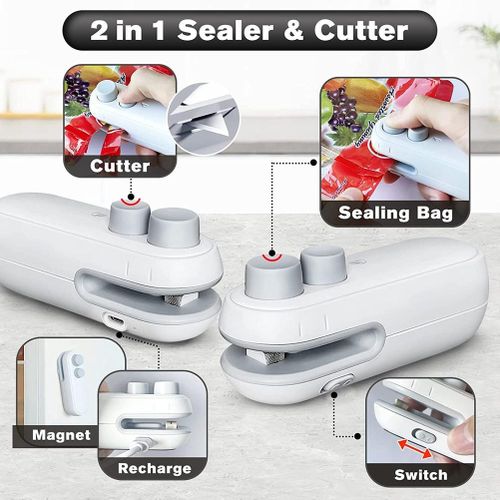 Mini Bag Sealer Chip Bag Sealer with Cutter and Magnet Handheld