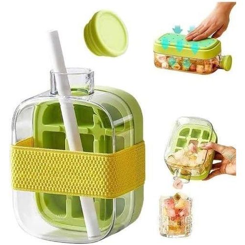 product_image_name-Generic-زجاجة مياه لصناعة الثلج مصممة لسهولة الضغط ومقاومة التسرب، علبة مبتكرة 2 في 1 لصنع الثلج مع شفاطة للمنزل وصالة الجيم ومغامرات السفر، 500 مل، أخضر-1
