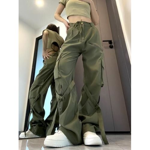 Fashion (army Green)Cargo Casual Pants Women Baggy Teens Trousers  Pantalones Uni Clothes High Waisted European Fashion Multi Pockets Temper  Chic DOU @ Best Price Online