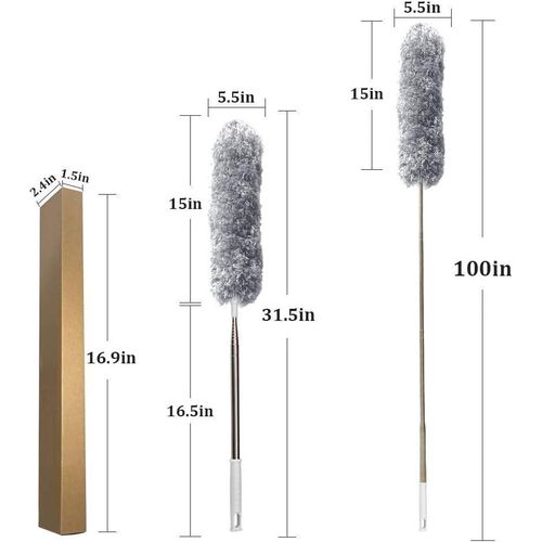 product_image_name-Generic-زعافات من الريش من المايكروفايبر قابلة للتمدد مع عمود طويل للغاية 2.55 متر من ديلوكس، رأس قابل للانحناء ومقبض طويل لتنظيف مروحة السقف والسقف العالي والستائر والأثاث والسيارات-5