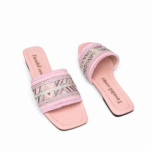 product_image_name-Tasahil center-سليبر حريمى فلات جلد فى قماش-1