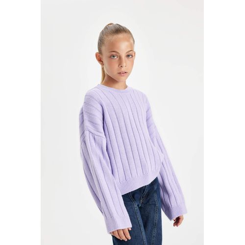 product_image_name-Defacto-بلوفر بناتي تريكو بيزك اوفر سايز بياقة مستديرة-1