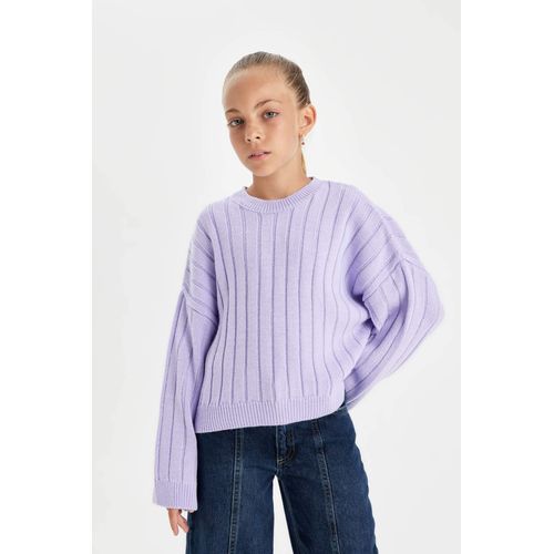 product_image_name-Defacto-بلوفر بناتي تريكو بيزك اوفر سايز بياقة مستديرة-4