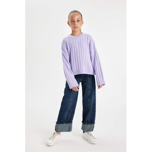 product_image_name-Defacto-بلوفر بناتي تريكو بيزك اوفر سايز بياقة مستديرة-5