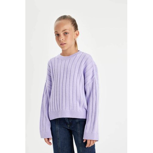 product_image_name-Defacto-بلوفر بناتي تريكو بيزك اوفر سايز بياقة مستديرة-6