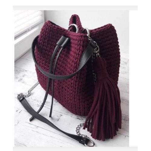 Buy Women's Crochet - Cross Body Bag -  Dark  Red in Egypt
