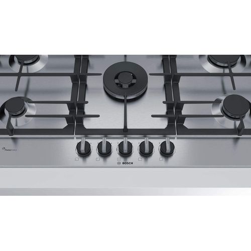 product_image_name-Bosch-Series 6 Built-In Gas Hob 90cm – 5 Burners with Dual Wok, FlameSelect, Frameless Stainless Steel Design, Cast Iron Pan Supports, 12.5kW Power,PCR9A5B90-2