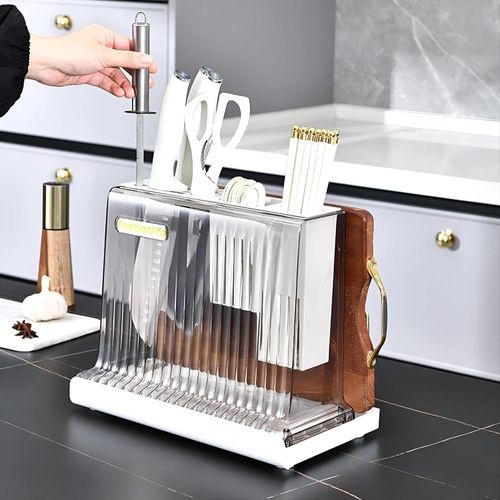 product_image_name-Generic-حامل سكاكين أكريليك - منظم أدوات مطبخ أنيق وعملي مع حامل ملاعق ولوح تقطيع مصنوع من مواد تدوم طويلاً لإدارة المساحة بكفاءة-8
