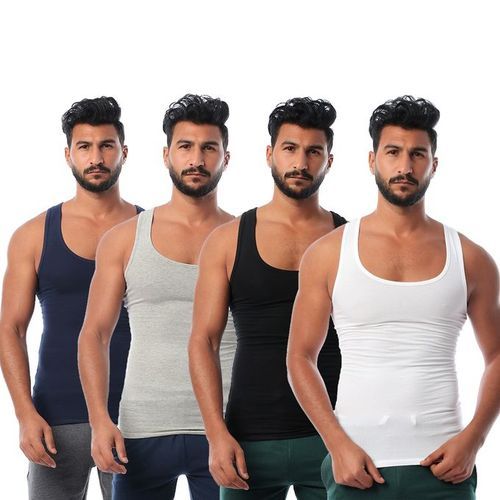 Buy Dice - Set Of (4) Sleeveless Solid Men T-shirt - 100% Cotton in Egypt