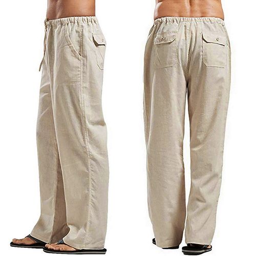 Men Pants Free Style Leisure Drawstring Waist Loose Long Pants Breathable  Clothes Male Summer Casual Men's Trousers (Color : Khaki, Size : 4X-Large)  : : Clothing, Shoes & Accessories