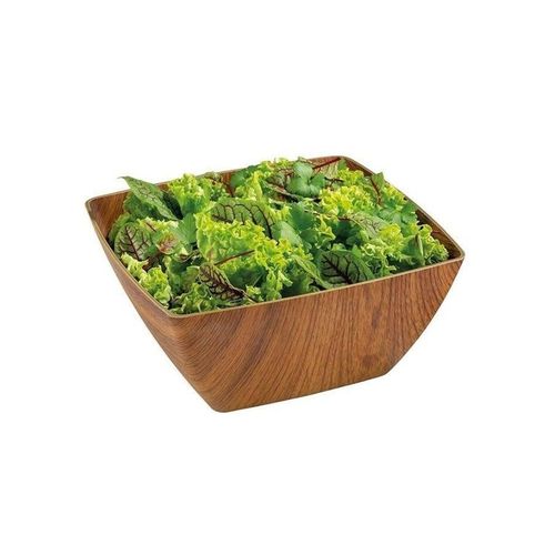 product_image_name-Generic-Wood Finish Plastic Bowl for Salads, Fruits and Popcorn Adds an Elegant Look to Your Home Square Shape 16cm (Shatterproof)-2