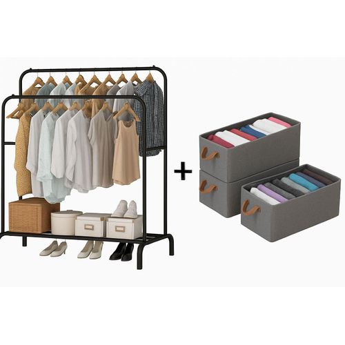 product_image_name-Generic-حامل ملابس فرنسي ذو سكك مزدوجة مع 3 منظمات تخزين قماشية-1