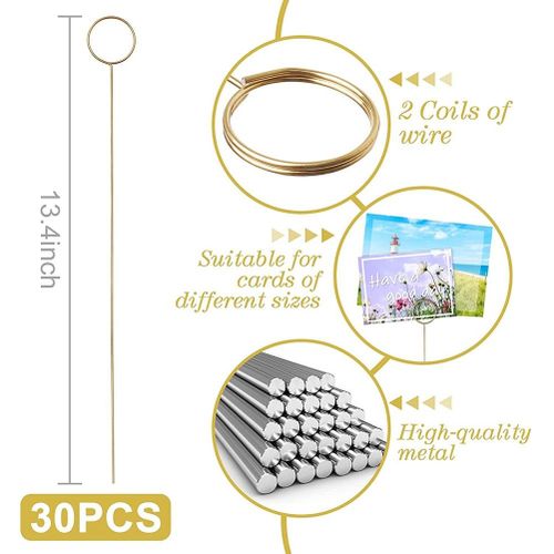 Generic 30PCS Metal Wire Floral Place Card Holder,Photo Clip Flower Card  Holder Metal for Shower Party Favor(Round) @ Best Price Online