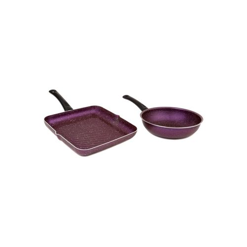 product_image_name-Generic-Granite Cooking Deep Frying Pan And Grill Pan Set Purple 2 Piece-1
