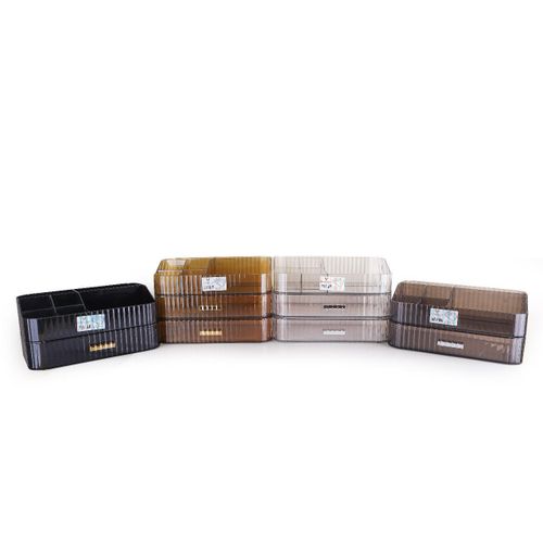 product_image_name-Generic-منظم مكياج أكريليك عرض لوحة دش منظم مجوهرات حافظة تخزين مستحضرات التجميل سطح المكتب للعداد سطح الطاولة المنزل (أسود، 2 درج)-1