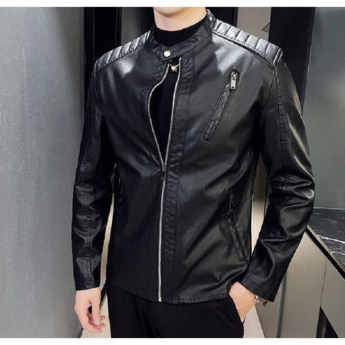 Fashion Men's Outdoor Casual Windproof Leather Jacket-Black @ Best Price  Online