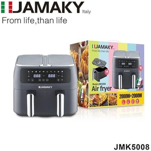 Buy Jamaky Jamaki Digital Double Air Fryer 10L 2000W  - Jmk 5008 in Egypt