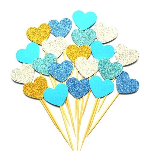 Buy Memories Maker Heart Shape Cake Card Flags Decoration - 12 Pcs - Blue in Egypt