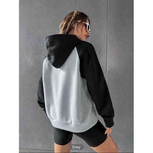 product_image_name-V A L Y A-هودي أنيق للنساء بجيب - أسود ورمادي-2