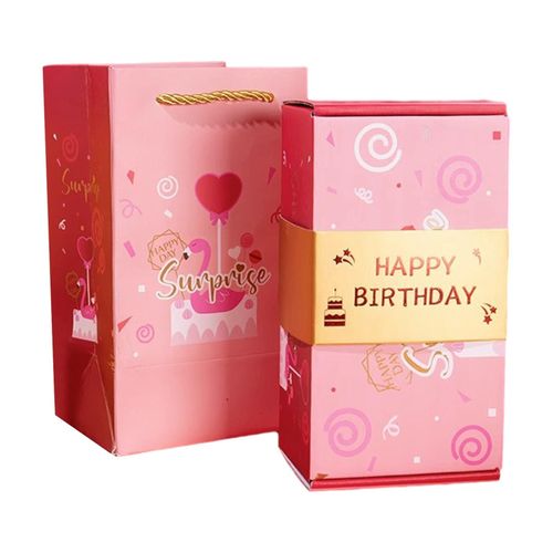 Generic Happy Birthday Gift Box Surprise Gift Box Bag Reusable Thick Paper  B @ Best Price Online