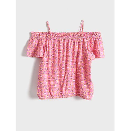 product_image_name-LC Waikiki-بلوزة قصيرة مزخرفة للبنات من LC Waikiki برقبة قارب-1