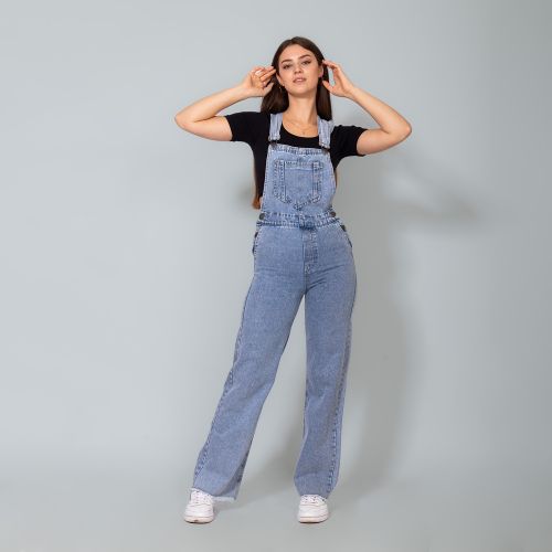 New cotton 4-color fashion women's denim long jumpsuit jumpsuit jeans denim  pants female large size