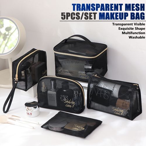 Multipurpose Nylon Mesh Transparent Cosmetic Bag Makeup Travel