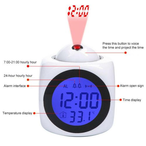  NEW Alarm Clock Multi-Function Digital LCD Voice Talking LED  Projection Temperature : Home & Kitchen
