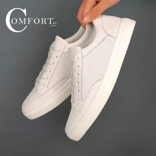 اشتري Comfort1p-5 A Comfortable Leather Men's Shoe - White في مصر