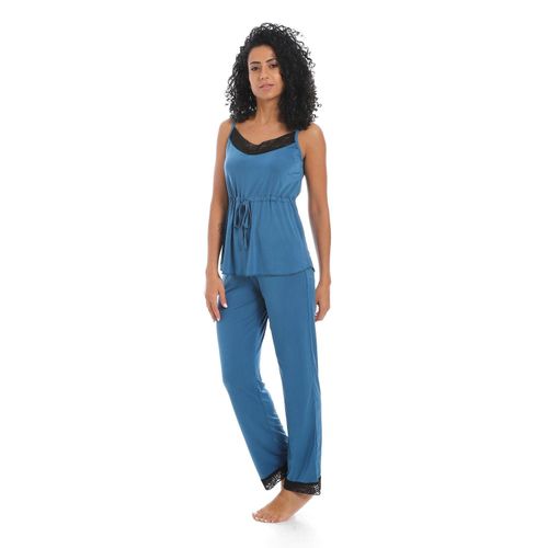 product_image_name-Caesar-طقم بيجامة نسائي من قيصر مكون من قطعتين، توب وسروال مع حزام عند الخصر-2