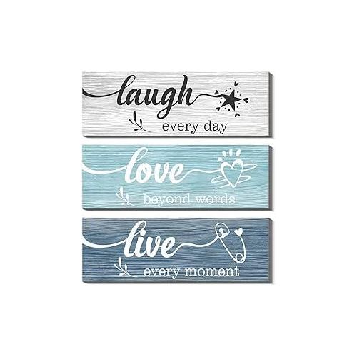 Gifticious Live Laugh Love Wall Decor 3 Pieces Inspirational Set