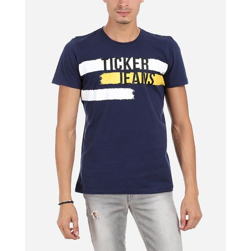 اشتري Ticker "Ticker Jeans"Printed T-shirt - Navy Blue في مصر