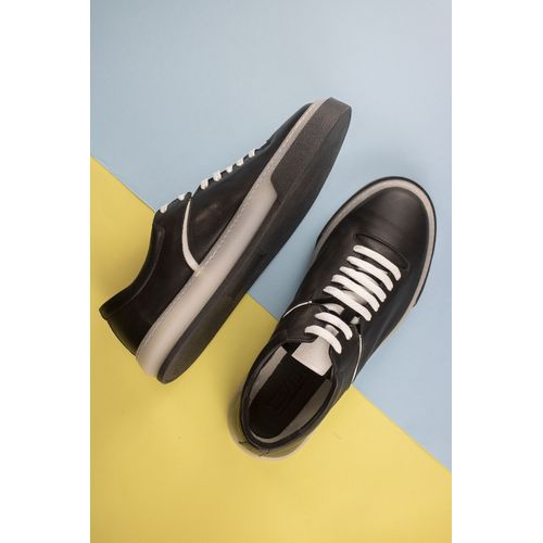 Buy Levent Genuine Leather Fashion Sneaker For Men - Black in Egypt