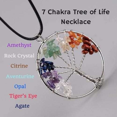 New 7 Chakra Quartz Natural Stone Tree Of Life Pendant Necklace For Women  Healing Crystal Necklaces Pendants Jewelry - AliExpress