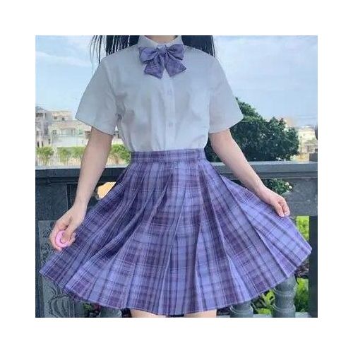 Elegant Pastel Purple Plaid Skirt