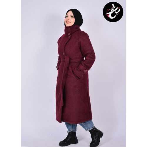 product_image_name-Generic-Women Long Mohair Coat with Belt & High Neck – Modest Warm Overcoat-4